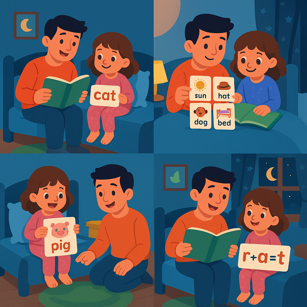 A curious child guessing a mystery word during storytime